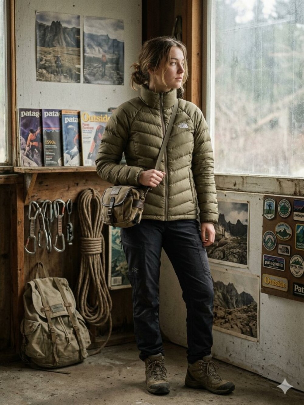 THE NORTH FACE Flare Down Puffer Jacket Olive/Military Green Women's Size Small